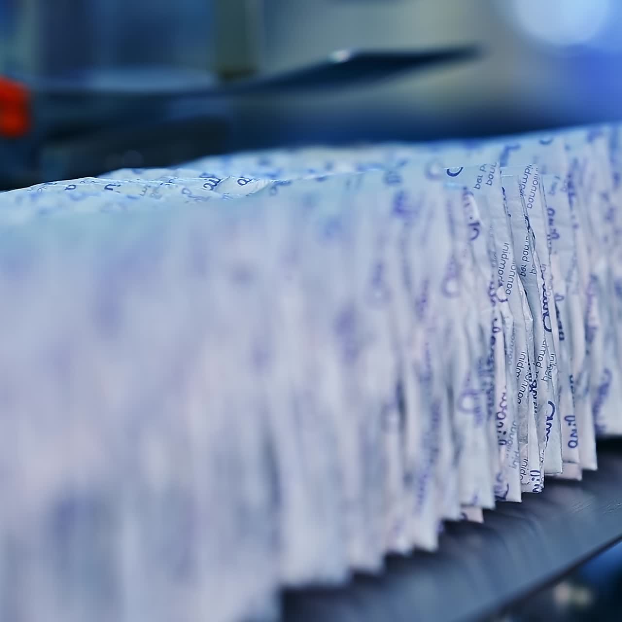 Automated mechanism for making pampers. Diapers conveyor factory making