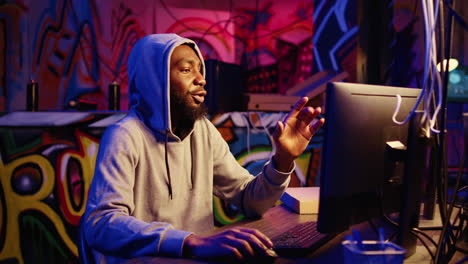 hacker talks exploits with colleague