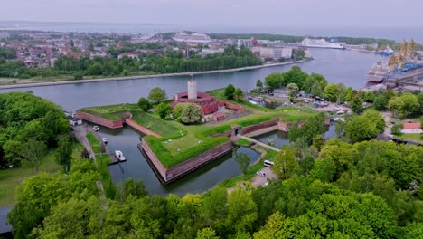 fortress - a historic fortress in gdańsk on the martwa wisła river, formerly located at the main entrance to the gdańsk port at the mouth of the main arm of the vistula river to the baltic sea