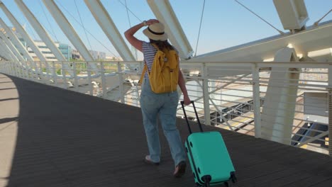 female traveler approaching departure area