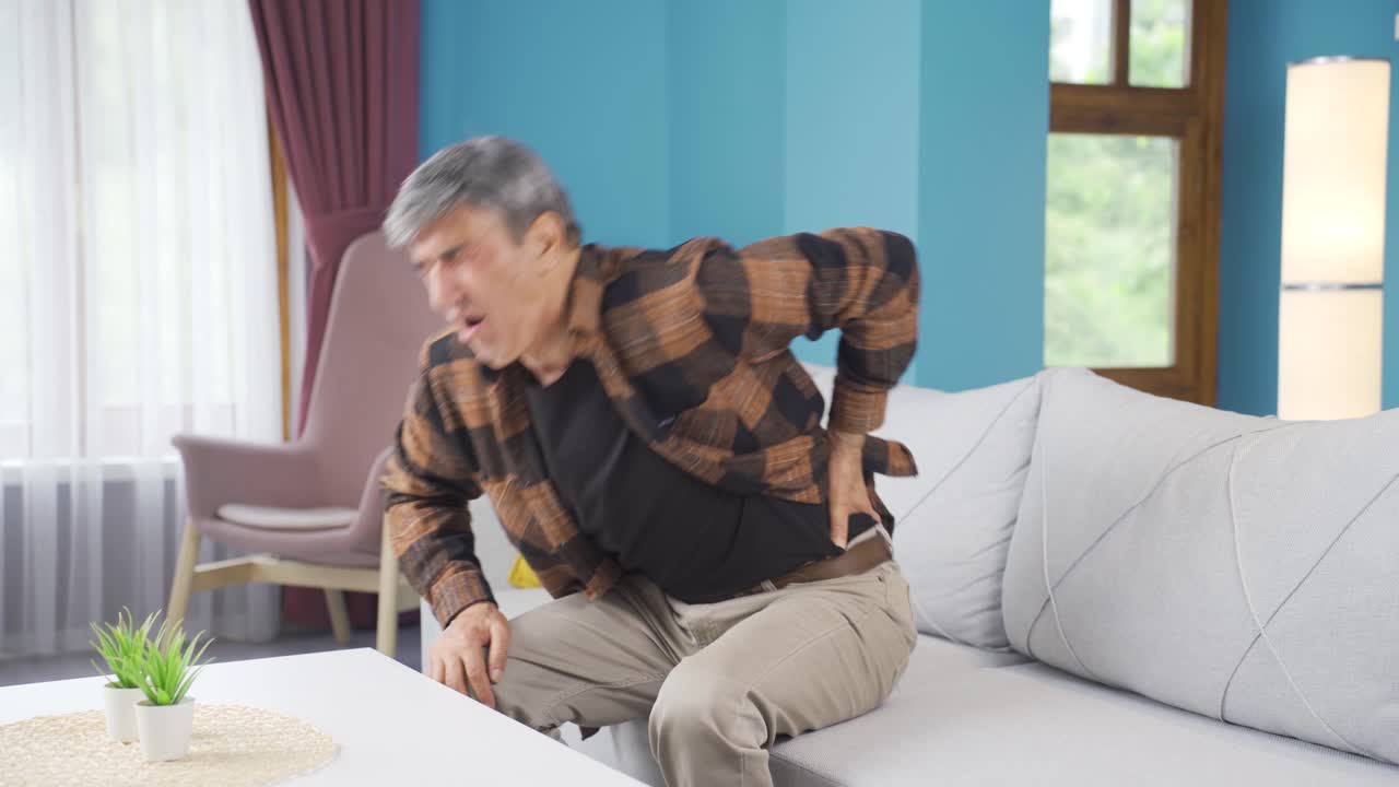 Man with hernia pain.