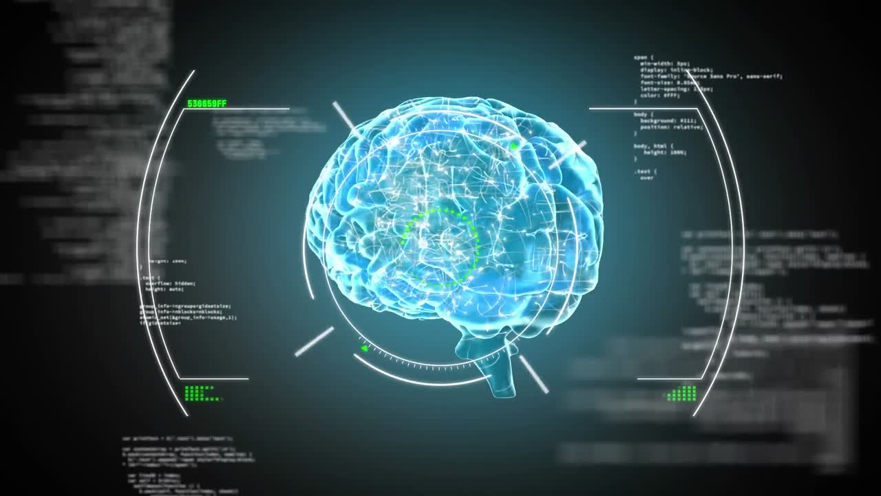 Animation of data processing over human brain