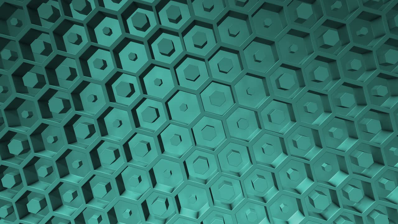 fondo de negocios turquesa. cajas fondo hexágono abstracto movimiento aleatorio, animación en bucle 3d 4k.