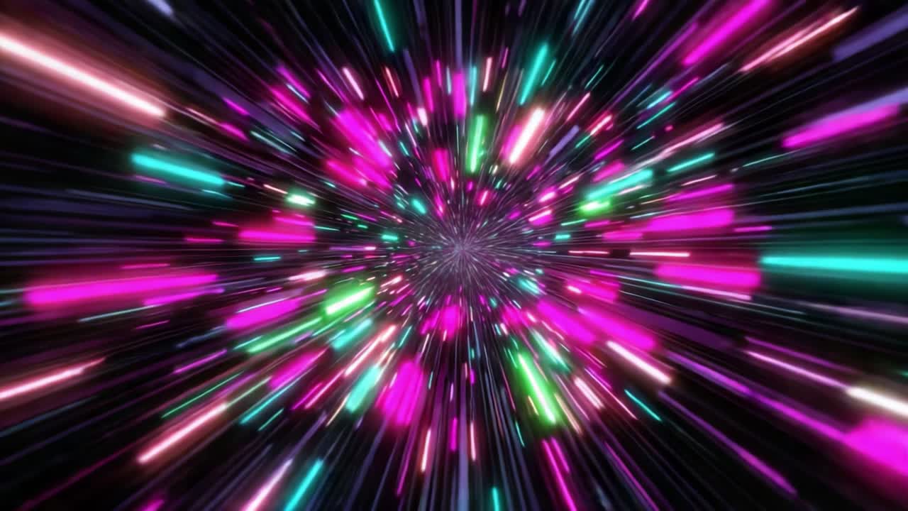 A Dynamic Cosmic Journey through Colorful Light Streams, Capturing the Essence of Motion, Energy, and Vibrance in a Hypnotizing Display of Bright Colors