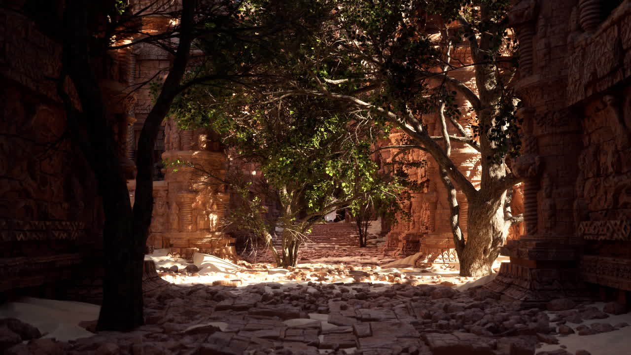 정글 에서 사라진 도시 폐허