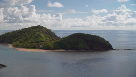 Stunning-peninsula-with-green-lush-forest-and-tropical-sea-around,-Fiji-Islands