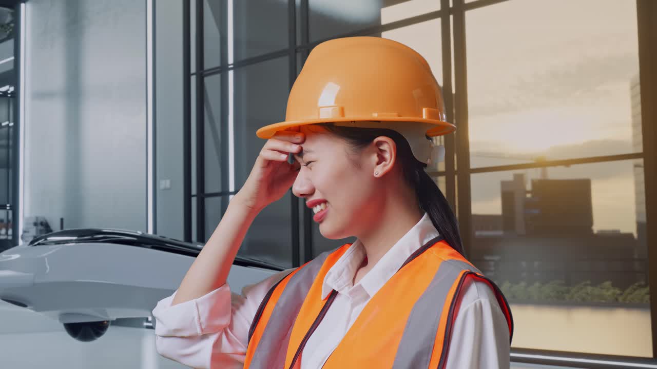 스트레스를 받는 건설 노동자