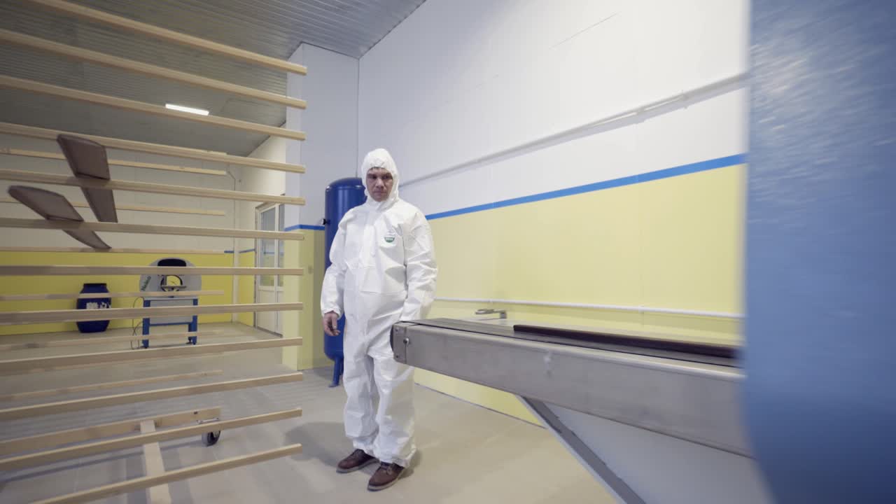 trabajadores de fábricas que operan máquinas y secan madera