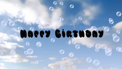 Feliz-Cumpleaños-Escrito-Sobre-Fondo-De-Cielo-Azul-Con-Burbujas
