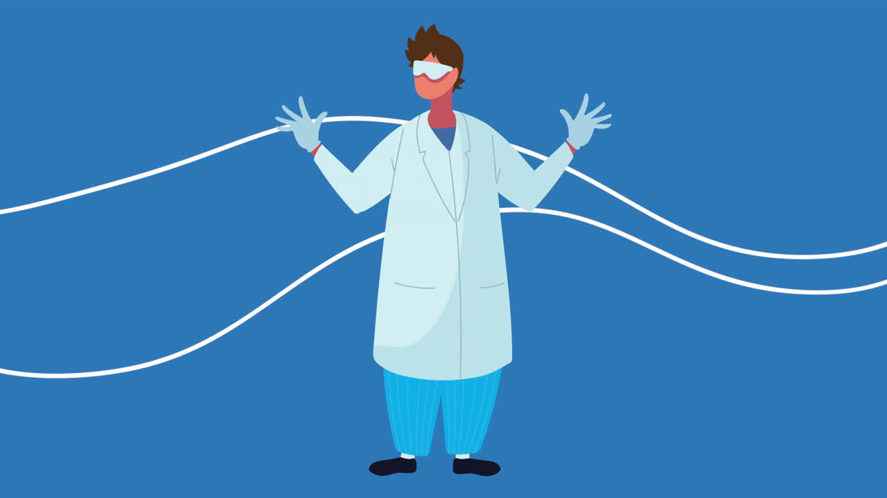 안경을 입은 실험실 과학 노동자 성격