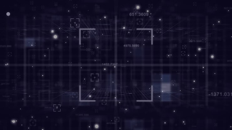 Square scanning sign and data processing against black background
