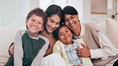 Smile,-face-and-children-with-grandmother