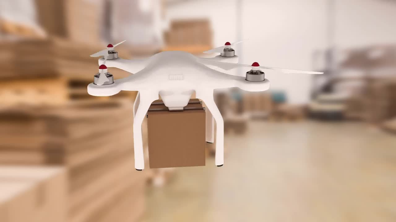 상자를 들고 있는 드론