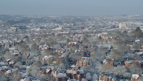 aerial establishing shot of nottingham residential streets housing market concept