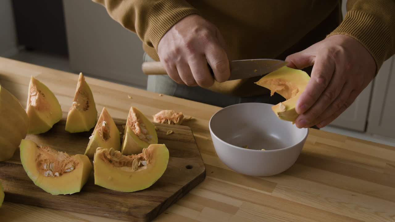 Preparing fresh pumpkin