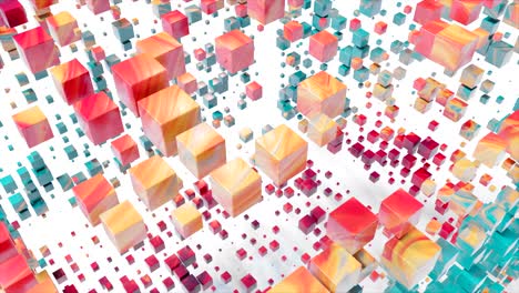 el mapeo de proyección del color del tamiz de las formas del cubo.