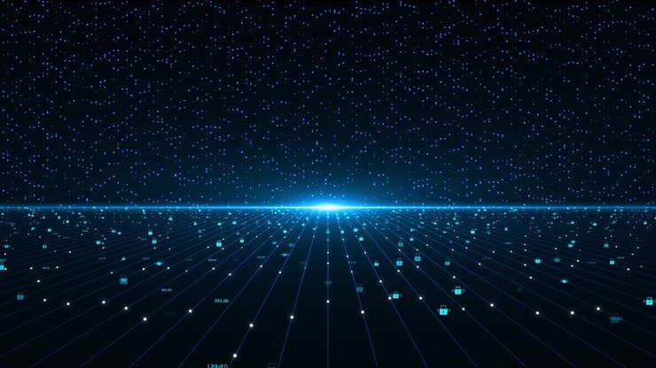 Sfondo concettuale di tecnologia digitale con effetto luce, innovazione tecnologica astratta, dati futuri e internet