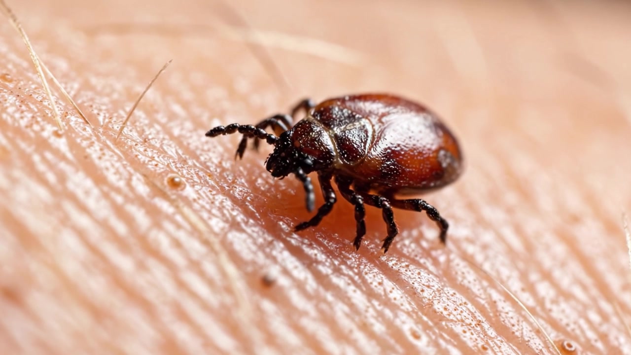 Primer plano de una garrapata en la piel humana: Un examen de las características del insecto parasitario y los posibles riesgos para la salud asociados con las picaduras de garrapata