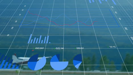 Animation-of-financial-data-processing-over-plane-and-mountain-landscape