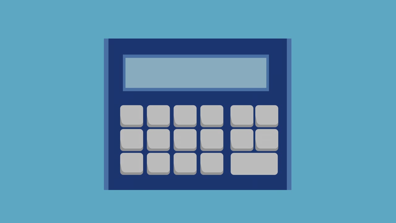 Animated Calculator Interface Building on Blue Background