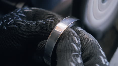 polishing a metal bracelet
