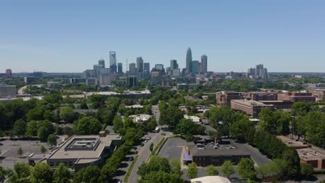 Simple-Establishing-Push-In-towards-Downtown-Charlotte,-North-Carolina