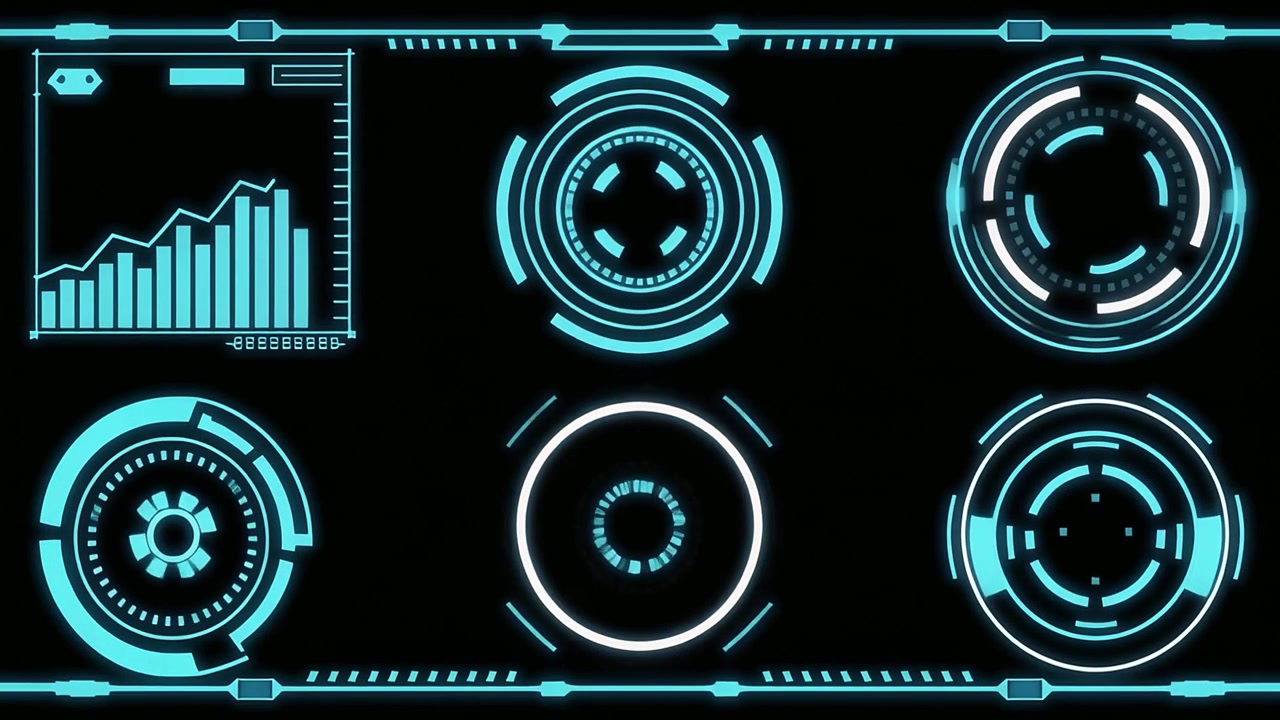 Futuristic HUD Interface with Animated Data and Scanning Elements