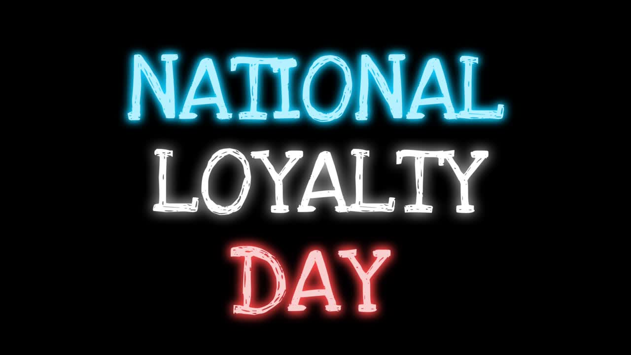 1. maj National loyalitetsdag håndskrift med glødende nationalflagfarver isoleret på sort baggrund.