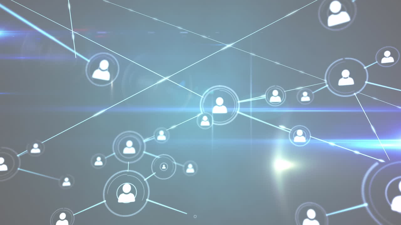animación de redes de conexiones con personas iconos sobre fondo azul