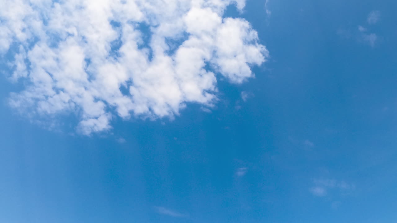 Azure summer sky with light white cloudscape. Beautiful blue sky clears up. Timelapse.