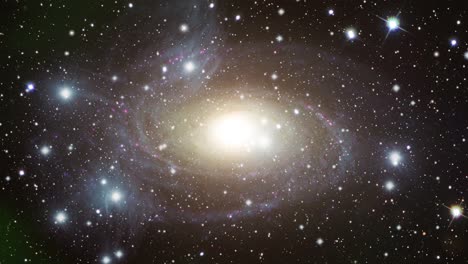 una galaxia y las estrellas que la rodean se acercan cada vez más en el universo