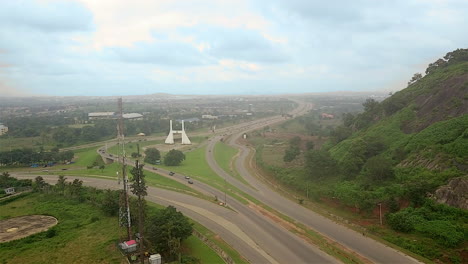 Abuja-city-gate,-birds-eyes-view