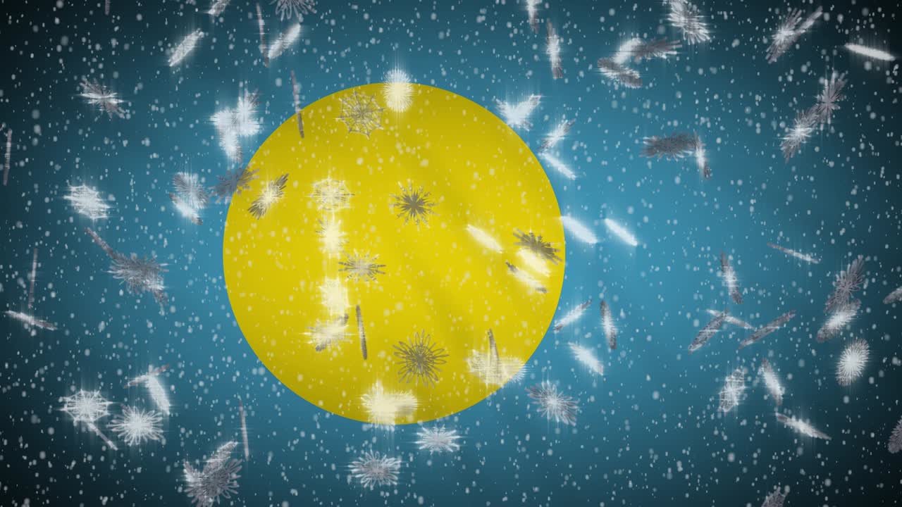 팔라우의 발은 눈이 떨어지고, 루프, 새해와 크리스마스 배경, 루프