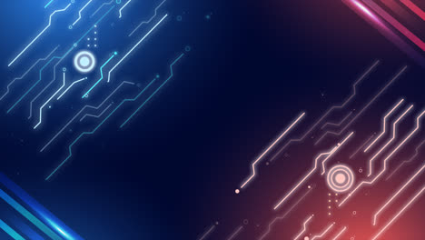 Motion Graphic of Circuits blue and red gradient┬adigital background