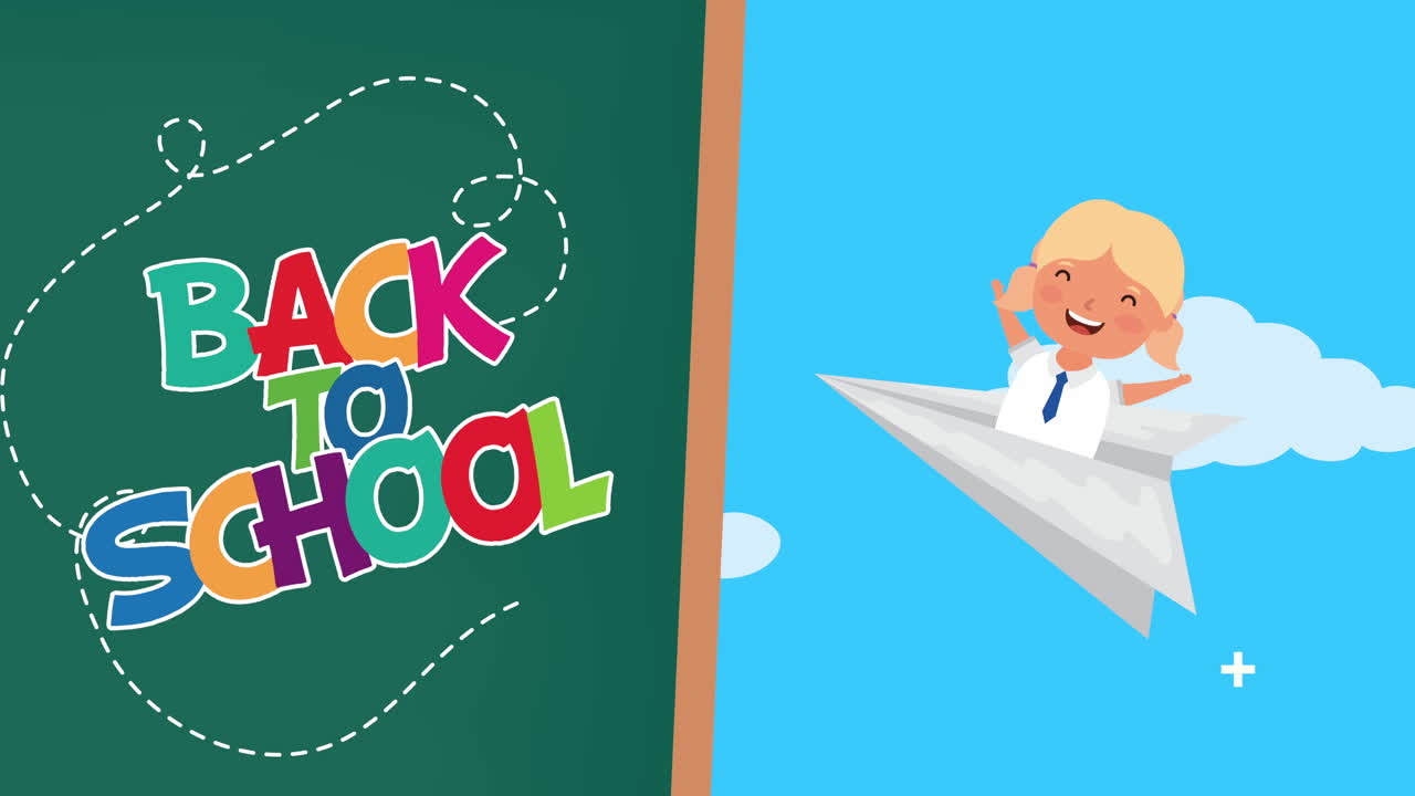 종이 비행기에서 날아다니는 소녀와 함께 학교 시즌으로 돌아갑니다.