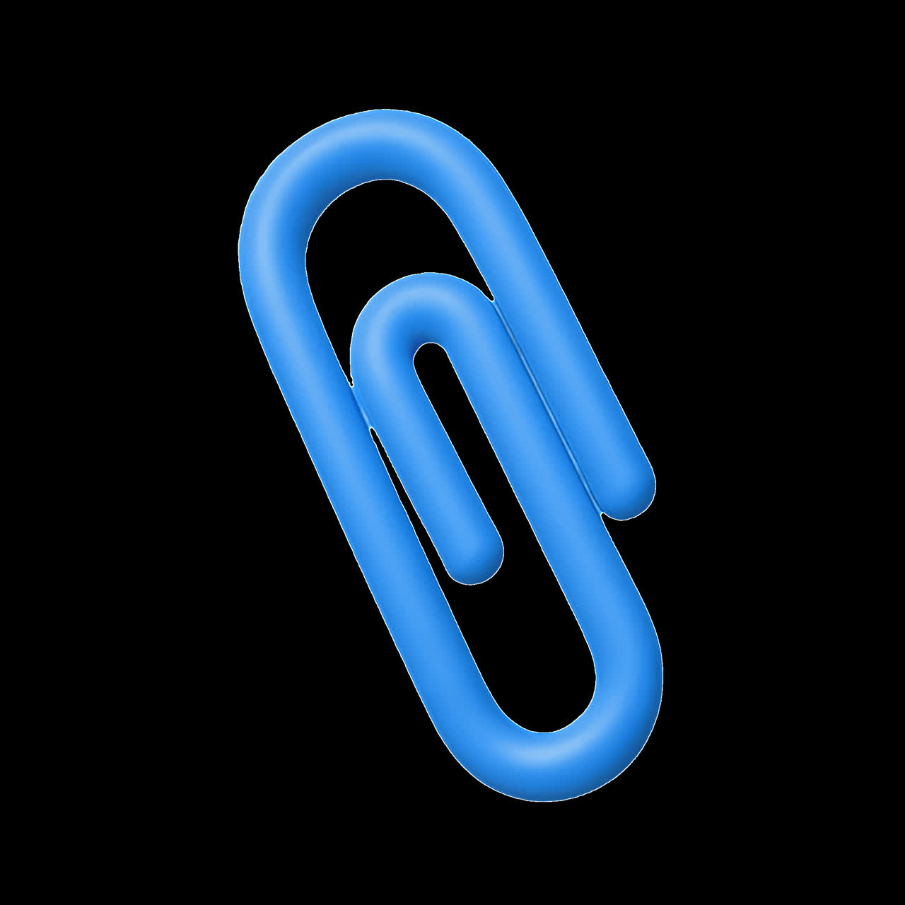 Blue paperclip isolated animation isolated asset, transparent 4K video, alpha channel, ProRes 4444