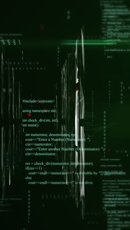 animación del procesamiento de datos y formas sobre fondo negro