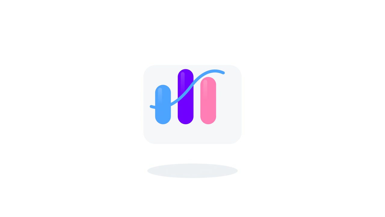 Grafico a barre animato con linea di tendenza in crescita