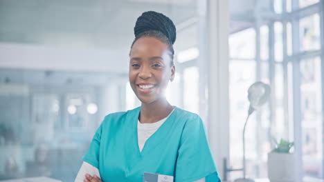 Arms-crossed,-face-and-a-black-woman