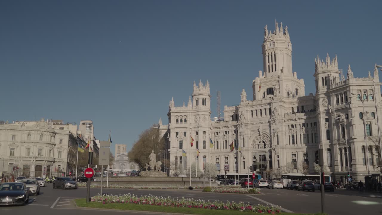 Cybele Palace in Madrid on a sunny day
