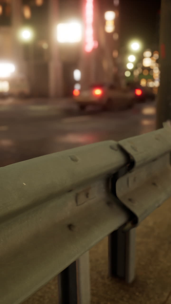 밤에는 장벽이 있는 도시 거리