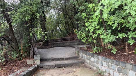 walking to up stone steps found in nice, france at castle hill