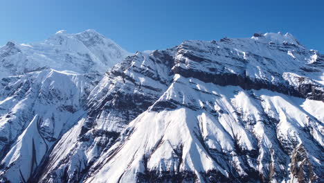 Drone-shot-of-Annapurna-Mountain-ranges-at-Manang-Nepal