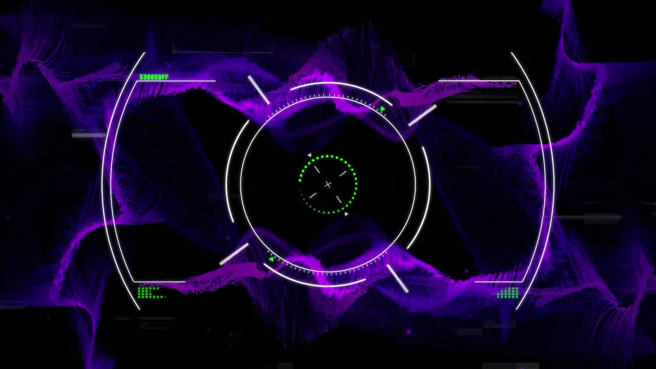 animación del escaneo del alcance sobre las manchas púrpuras