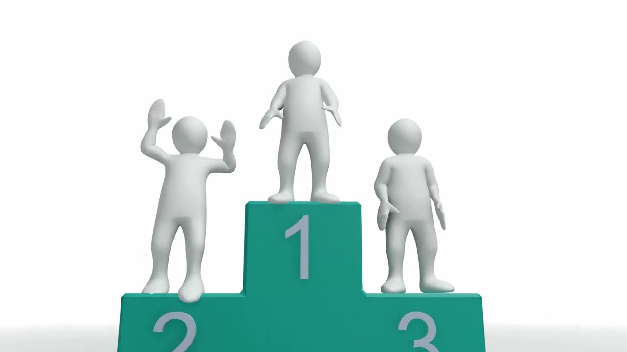 3d맨이 축하하는 그룹을 보여주는 애니메이션