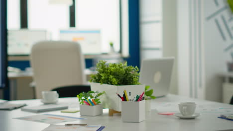 interior of modern open plan financial office with no people