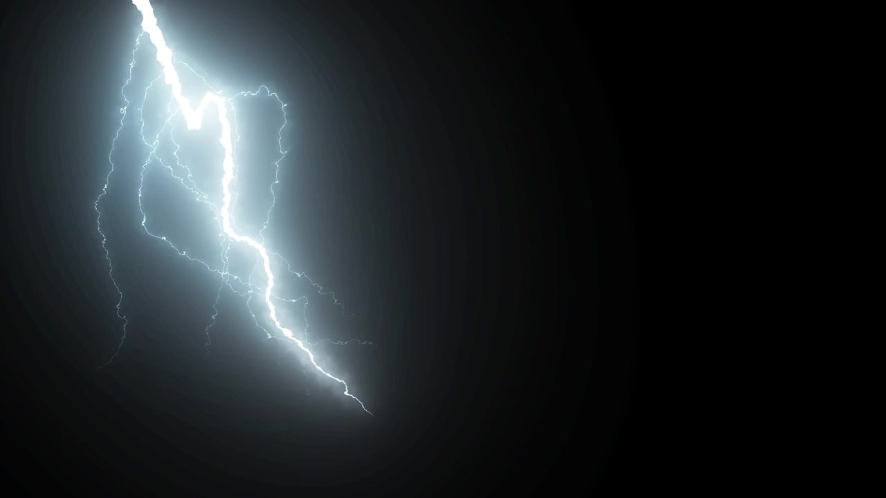 Impactos de relámpagos dinámicos con destellos brillantes sobre fondo negro