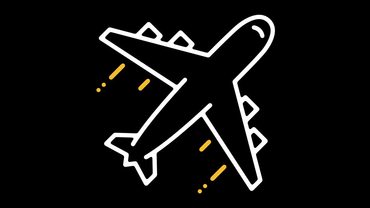 animação de ícone de linha de rastreamento de voo com alfa