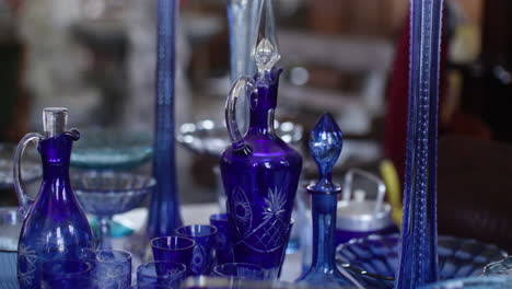 Close-up-view-of-blue-vases