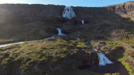 Magnificent-waterfall-on-sunny-day.-Dolly-shot